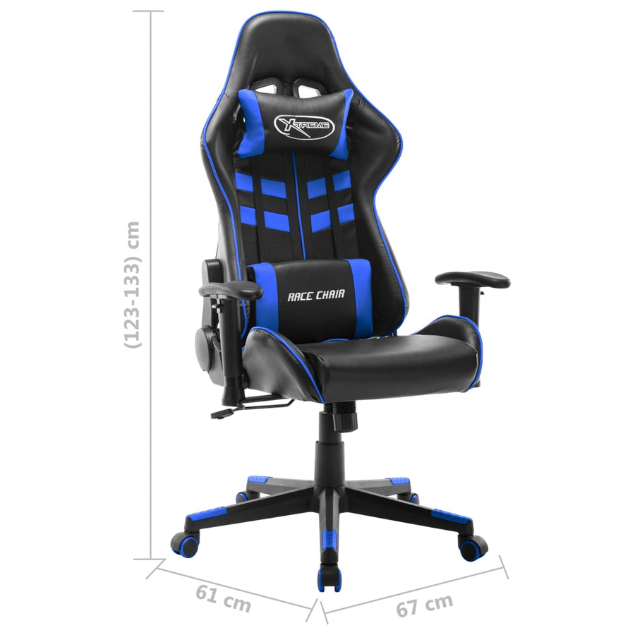 Gamestoel Kunstleer Zwart en blauw Zonder voetensteun