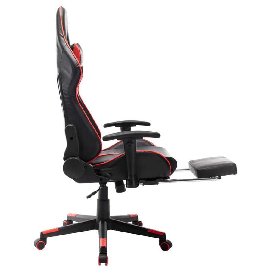 Gamestoel Kunstleer Zwart en rood Met voetensteun