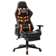 Gamestoel met voetensteun kunstleer zwart oranje