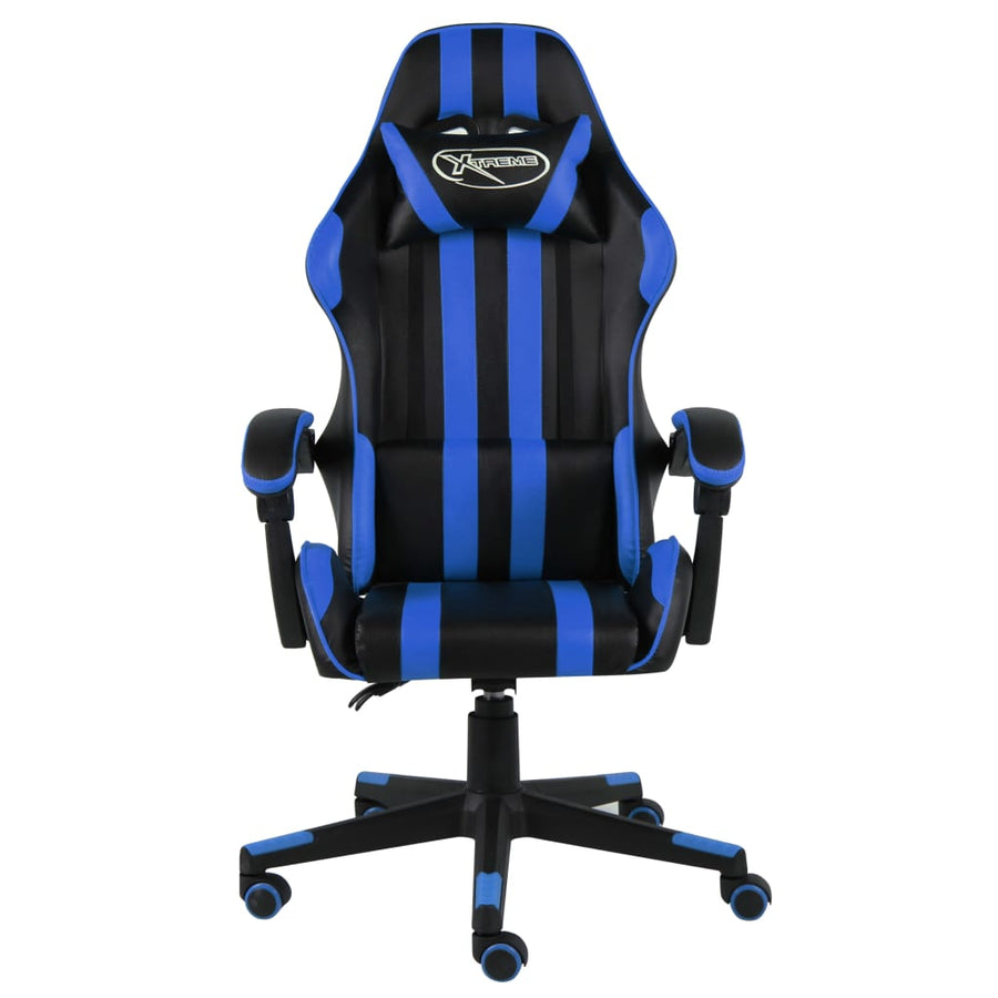 Racestoel Kunstleer Zwart En Blauw Zonder voetensteun