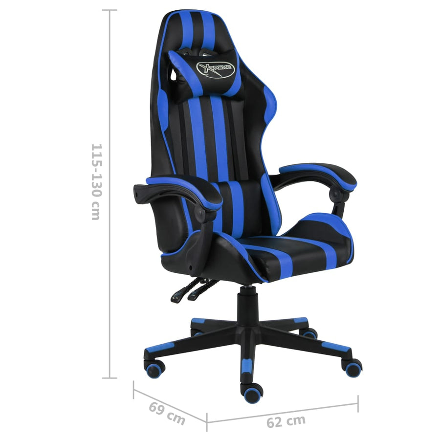 Racestoel Kunstleer Zwart En Blauw Zonder voetensteun