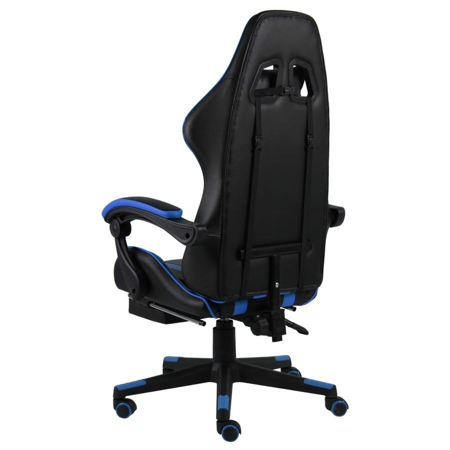 Racestoel Kunstleer Zwart En Blauw Met voetensteun
