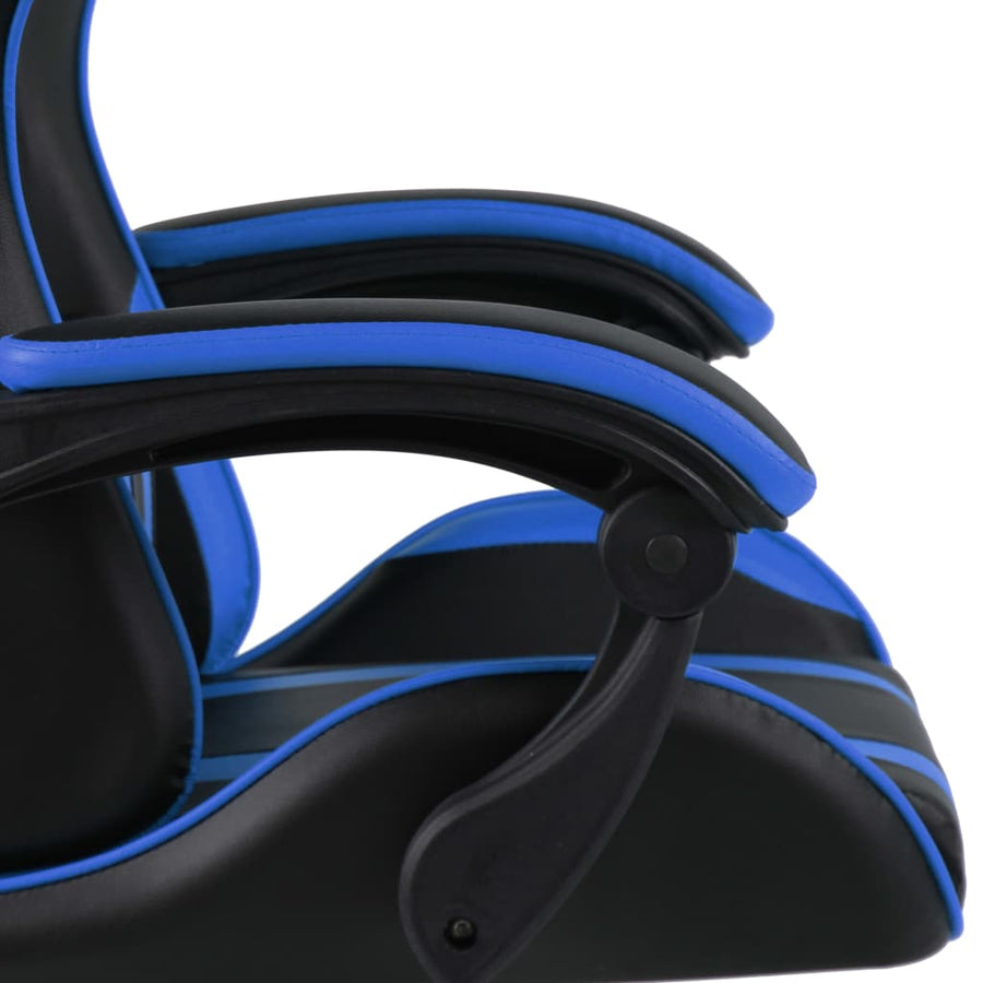Racestoel Kunstleer Zwart En Blauw Met voetensteun