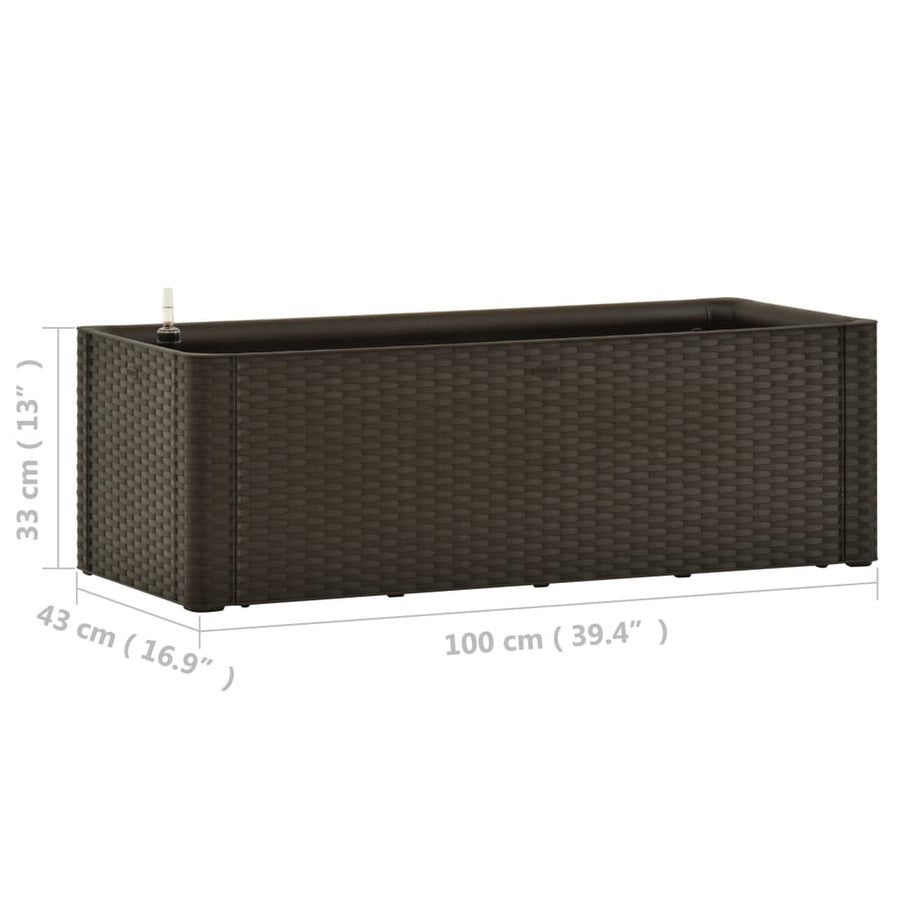Plantenbak hoog met zelfbewateringssysteem 100x43x33 cm mokka 100 x 43 x33 cm Mokka