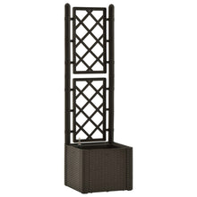 Plantenbak hoog met latwerk en zelfbewateringssysteem mokka 43 x 43 x 142 cm Mokka