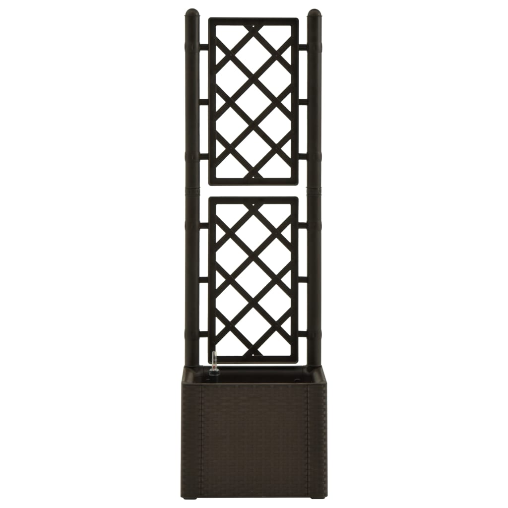 Plantenbak hoog met latwerk en zelfbewateringssysteem mokka 43 x 43 x 142 cm Mokka