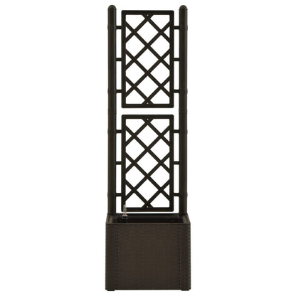 Plantenbak hoog met latwerk en zelfbewateringssysteem mokka 43 x 43 x 142 cm Mokka