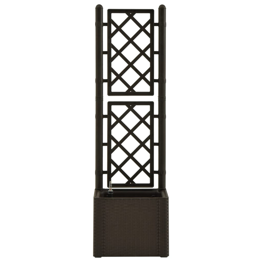 Plantenbak hoog met latwerk en zelfbewateringssysteem mokka 43 x 43 x 142 cm Mokka