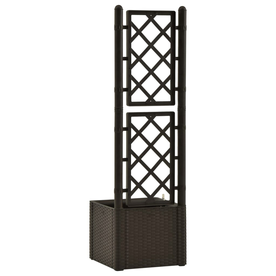 Plantenbak hoog met latwerk en zelfbewateringssysteem mokka 43 x 43 x 142 cm Mokka