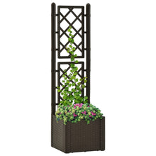 Plantenbak hoog met latwerk en zelfbewateringssysteem mokka 43 x 43 x 142 cm Mokka