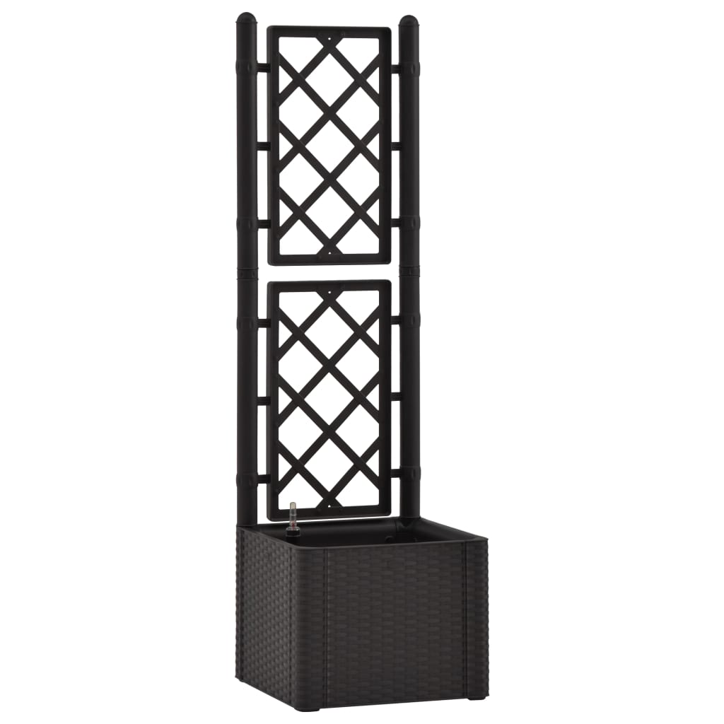 Plantenbak hoog met latwerk en zelfbewateringssysteem antraciet 43 x 43 x 142 cm Antraciet