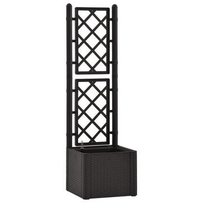 Plantenbak hoog met latwerk en zelfbewateringssysteem antraciet 43 x 43 x 142 cm Antraciet