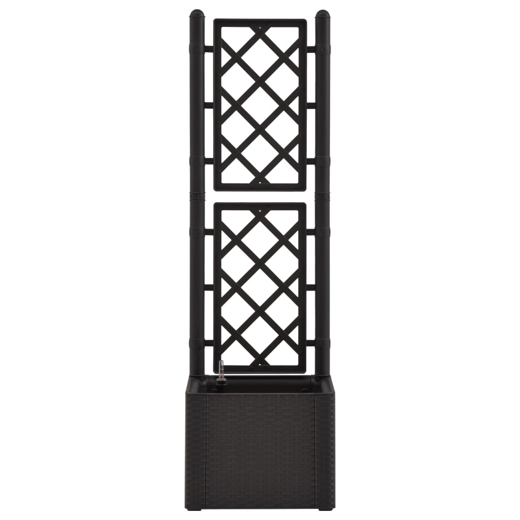 Plantenbak hoog met latwerk en zelfbewateringssysteem antraciet 43 x 43 x 142 cm Antraciet