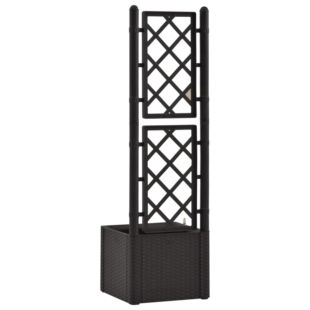 Plantenbak hoog met latwerk en zelfbewateringssysteem antraciet 43 x 43 x 142 cm Antraciet