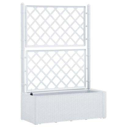 Plantenbak hoog met latwerk en zelfbewateringssysteem wit 100 x 43 x 142 cm Wit