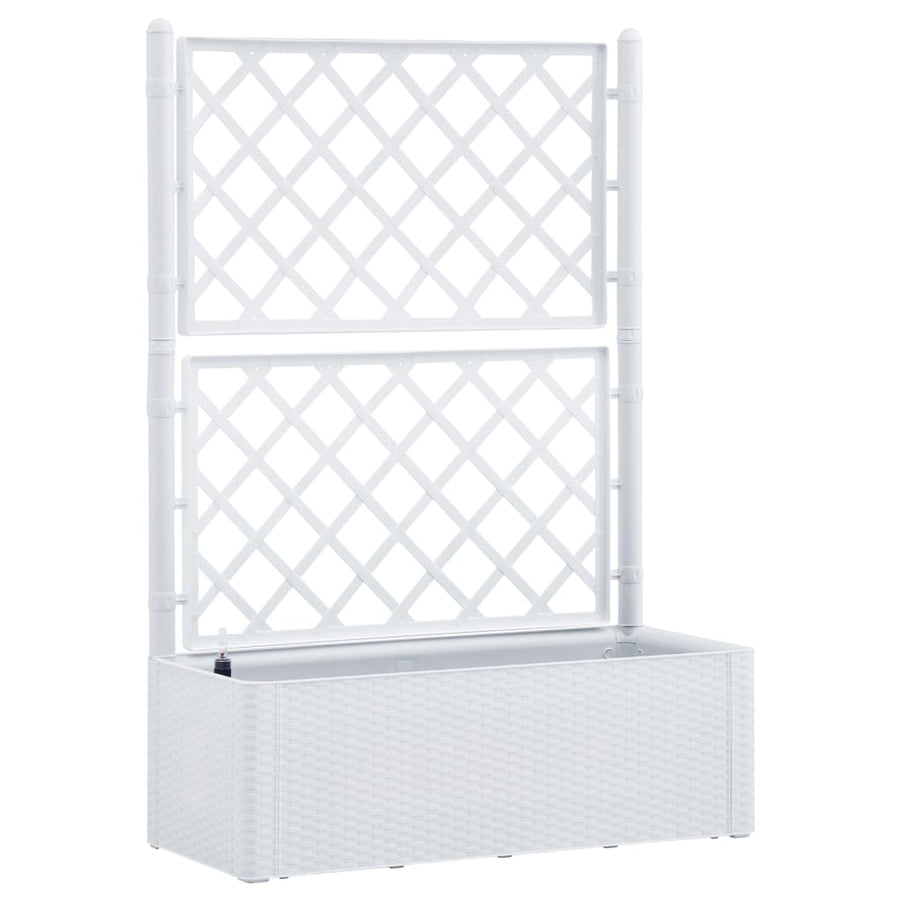 Plantenbak hoog met latwerk en zelfbewateringssysteem wit 100 x 43 x 142 cm Wit