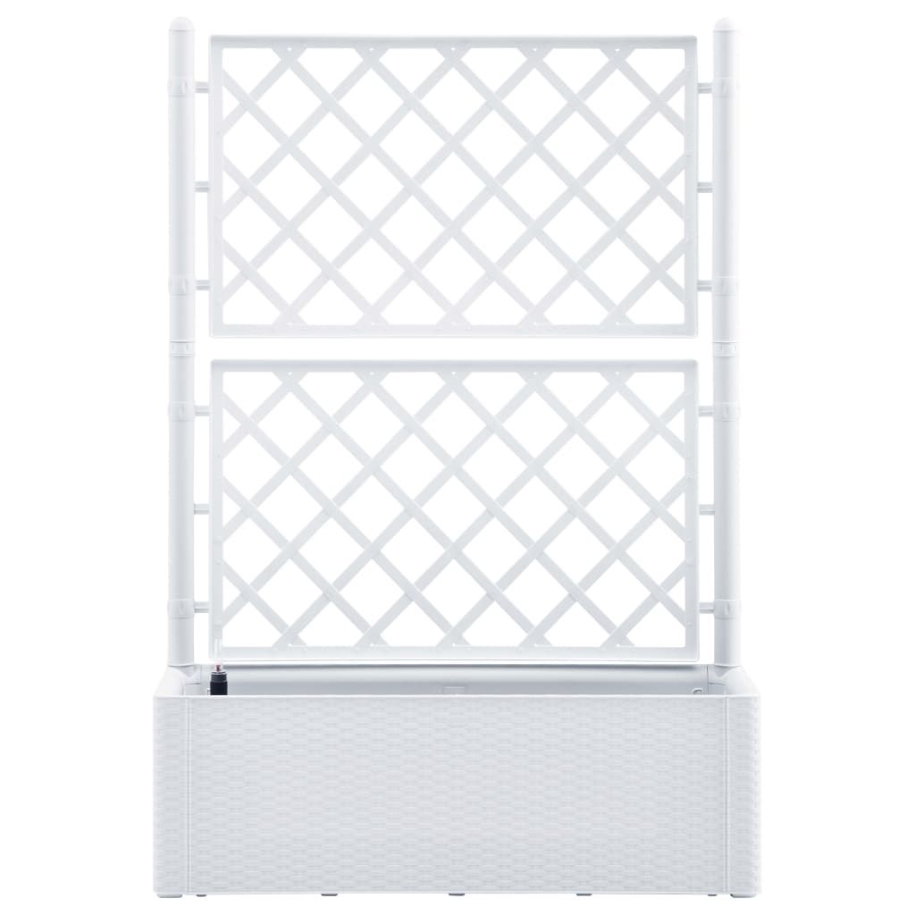 Plantenbak hoog met latwerk en zelfbewateringssysteem wit 100 x 43 x 142 cm Wit