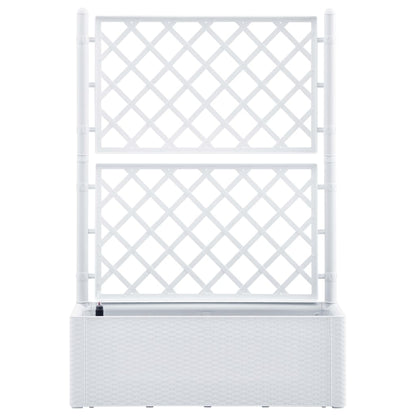Plantenbak hoog met latwerk en zelfbewateringssysteem wit 100 x 43 x 142 cm Wit