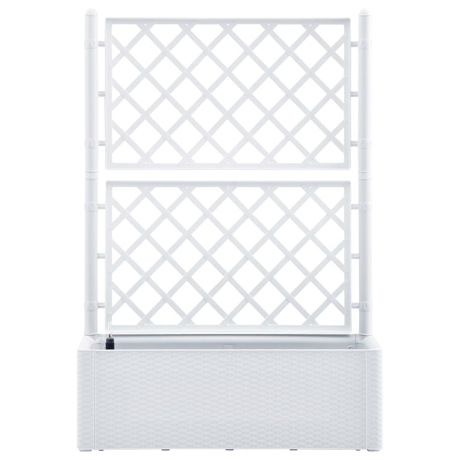 Plantenbak hoog met latwerk en zelfbewateringssysteem wit 100 x 43 x 142 cm Wit