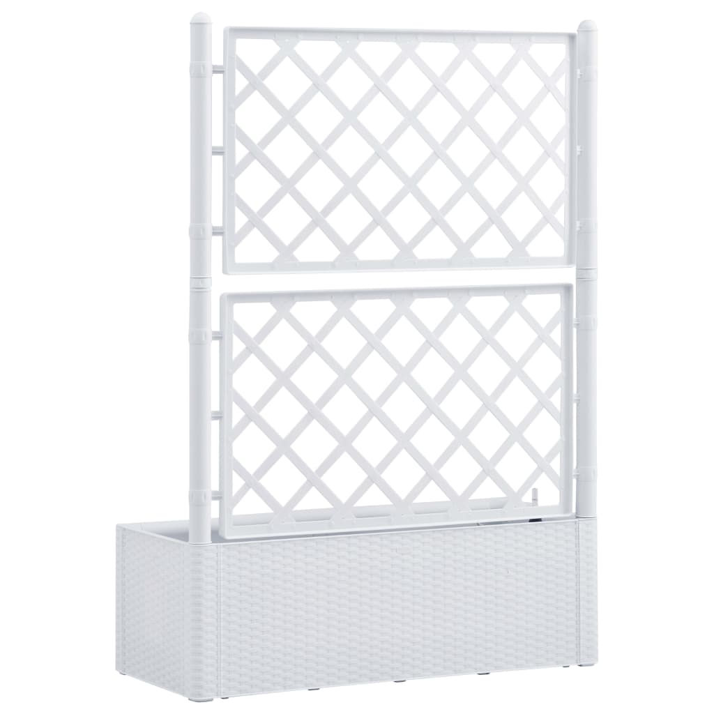 Plantenbak hoog met latwerk en zelfbewateringssysteem wit 100 x 43 x 142 cm Wit