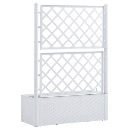 Plantenbak hoog met latwerk en zelfbewateringssysteem wit 100 x 43 x 142 cm Wit