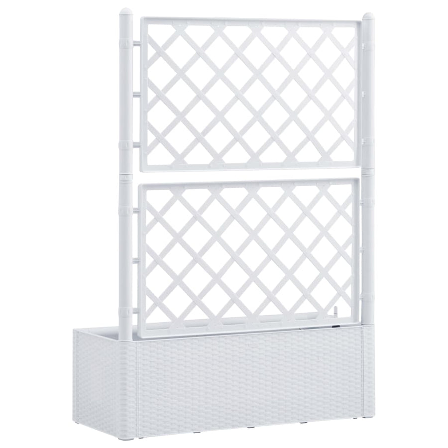Plantenbak hoog met latwerk en zelfbewateringssysteem wit 100 x 43 x 142 cm Wit