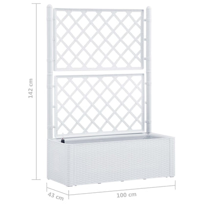 Plantenbak hoog met latwerk en zelfbewateringssysteem wit 100 x 43 x 142 cm Wit