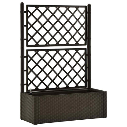 Plantenbak Hoog Met Latwerk En Zelfbewateringssysteem Mokka 100 x 43 x 142 cm