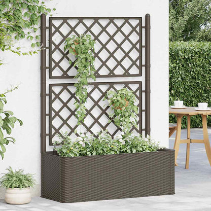 Plantenbak Hoog Met Latwerk En Zelfbewateringssysteem Mokka 100 x 43 x 142 cm