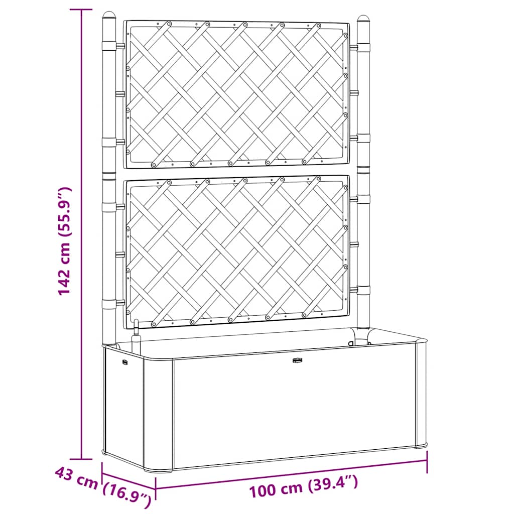 Plantenbak Hoog Met Latwerk En Zelfbewateringssysteem Mokka 100 x 43 x 142 cm