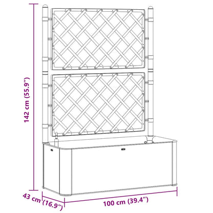Plantenbak Hoog Met Latwerk En Zelfbewateringssysteem Mokka 100 x 43 x 142 cm