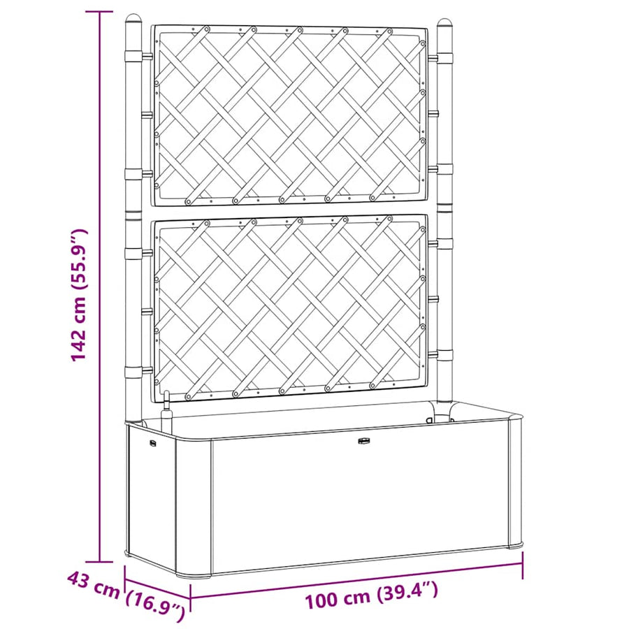 Plantenbak Hoog Met Latwerk En Zelfbewateringssysteem Mokka 100 x 43 x 142 cm