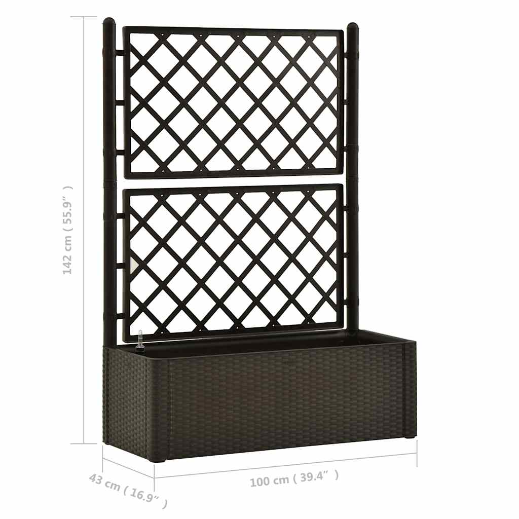 Plantenbak Hoog Met Latwerk En Zelfbewateringssysteem Mokka 100 x 43 x 142 cm