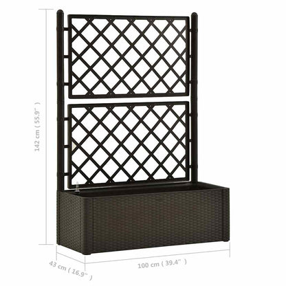 Plantenbak Hoog Met Latwerk En Zelfbewateringssysteem Mokka 100 x 43 x 142 cm