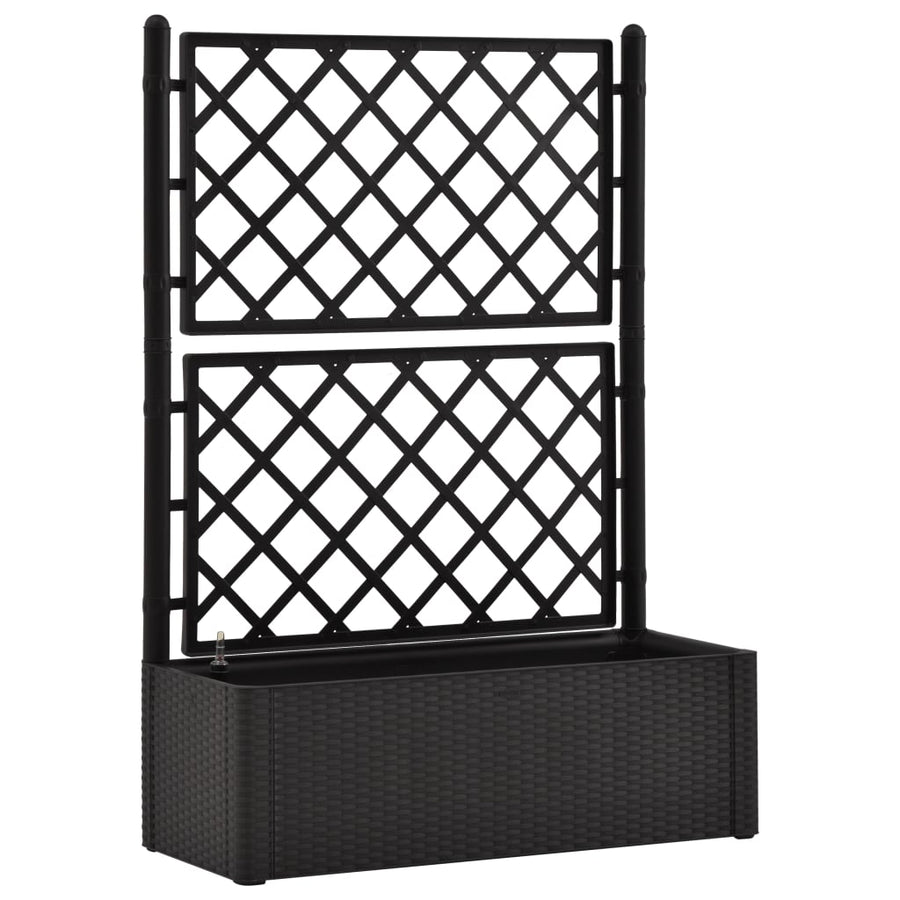 Plantenbak hoog met latwerk en zelfbewateringssysteem antraciet 100 x 43 x 142 cm Antraciet