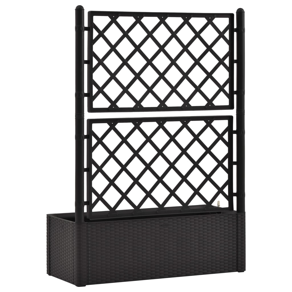 Plantenbak hoog met latwerk en zelfbewateringssysteem antraciet 100 x 43 x 142 cm Antraciet