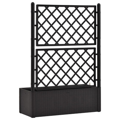 Plantenbak hoog met latwerk en zelfbewateringssysteem antraciet 100 x 43 x 142 cm Antraciet