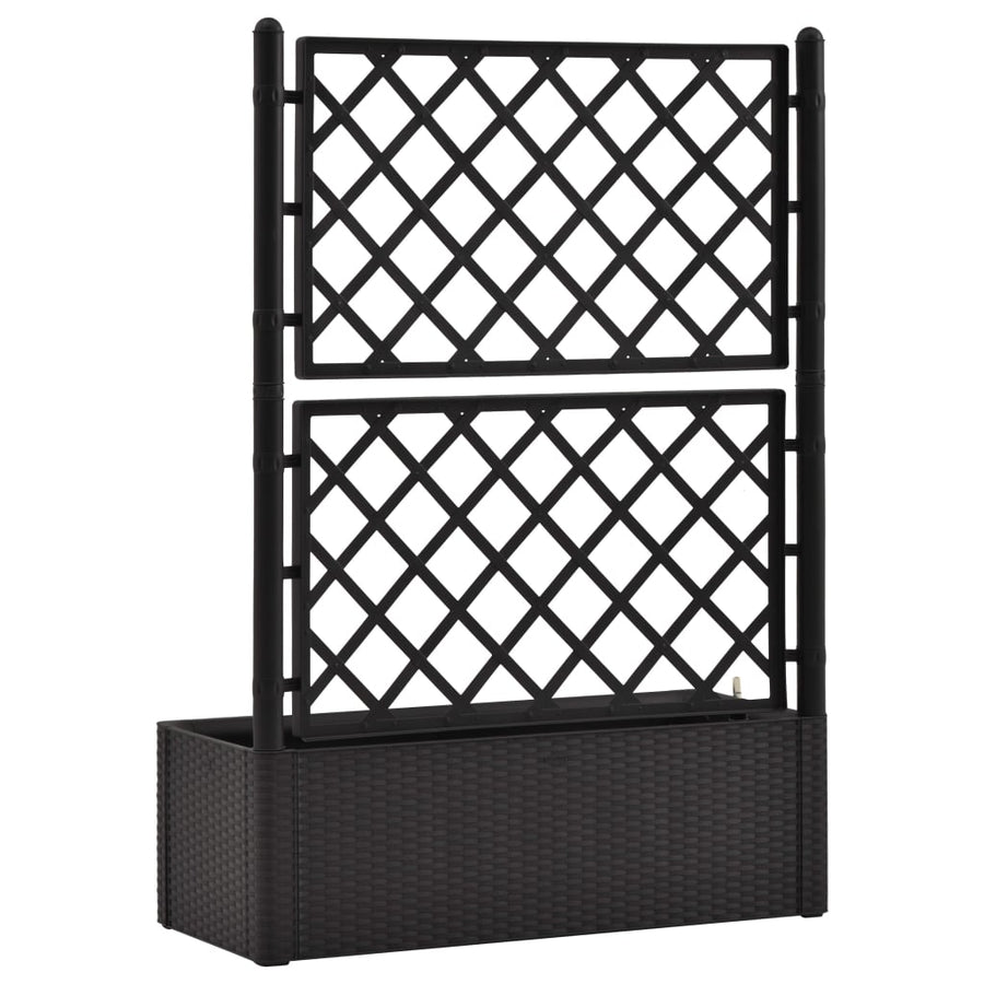 Plantenbak hoog met latwerk en zelfbewateringssysteem antraciet 100 x 43 x 142 cm Antraciet