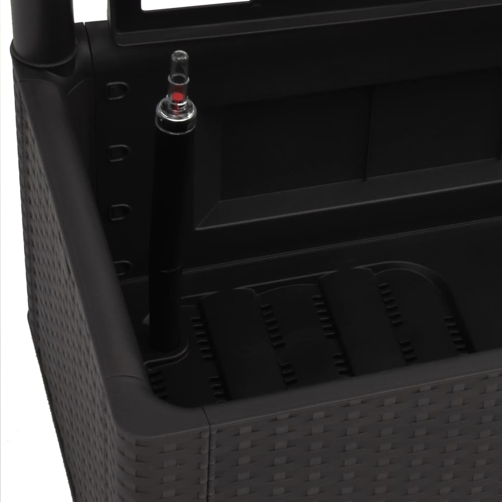 Plantenbak hoog met latwerk en zelfbewateringssysteem antraciet 100 x 43 x 142 cm Antraciet