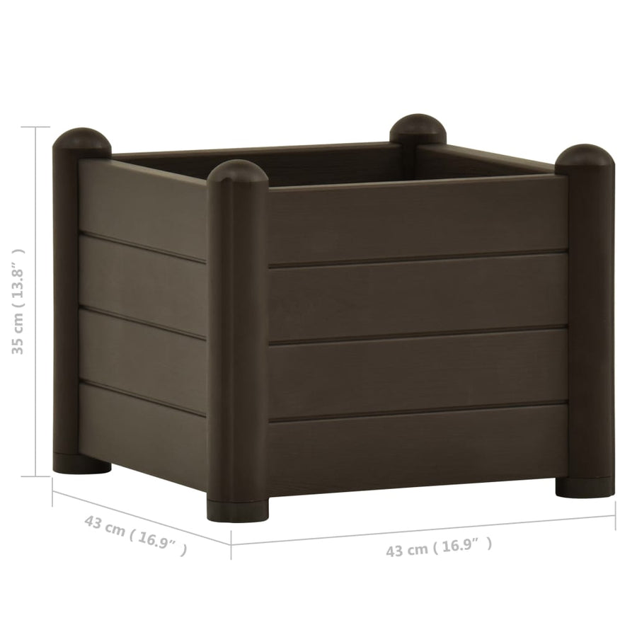 Plantenbak verhoogd 43x43x35 cm PP mokka 43 x 43 x 35 cm Mokka