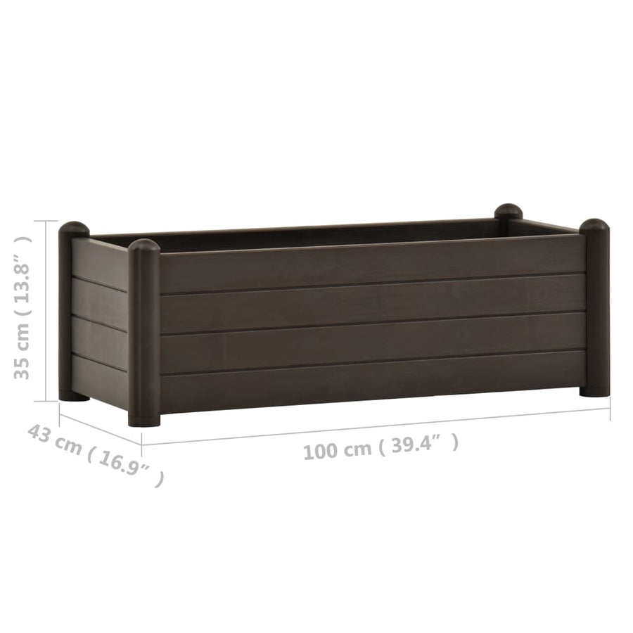 Plantenbak verhoogd 100x43x35 cm PP mokka 100 x 43 x 35 cm Mokka