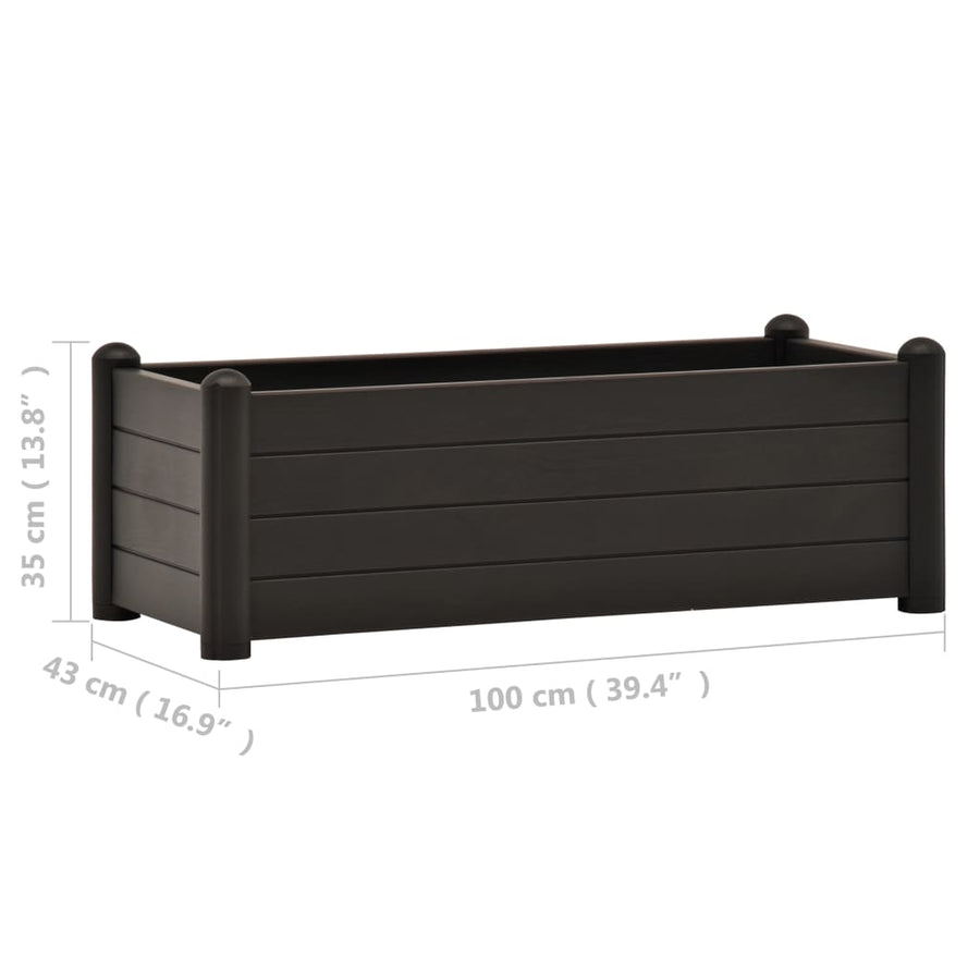 Plantenbak verhoogd 100x43x35 cm PP antraciet 100 x 43 x 35 cm Antraciet