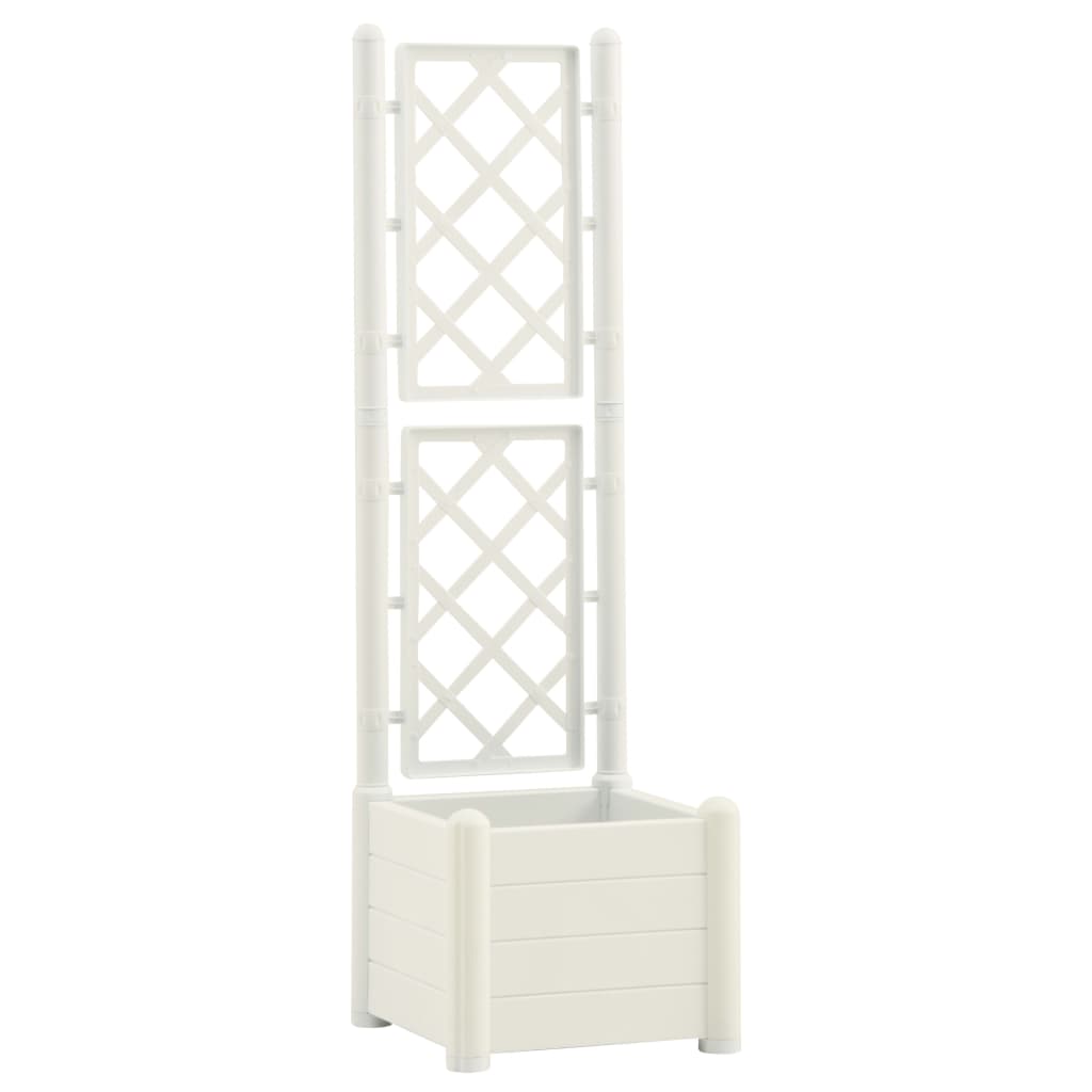 Plantenbak met latwerk 43x43x142 cm PP wit 43 x 43 x 142 cm Wit