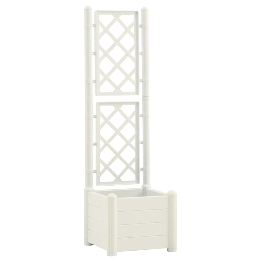 Plantenbak met latwerk 43x43x142 cm PP wit 43 x 43 x 142 cm Wit
