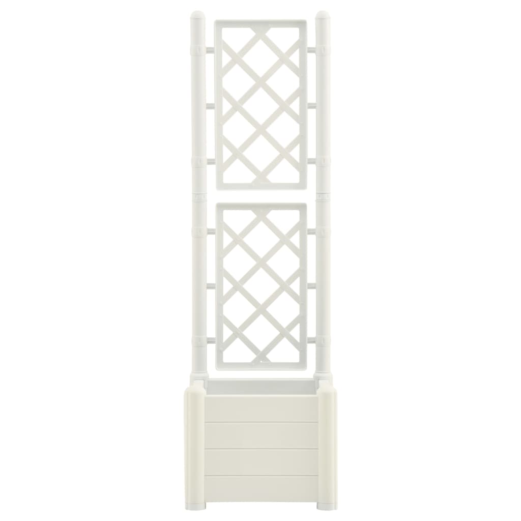 Plantenbak met latwerk 43x43x142 cm PP wit 43 x 43 x 142 cm Wit