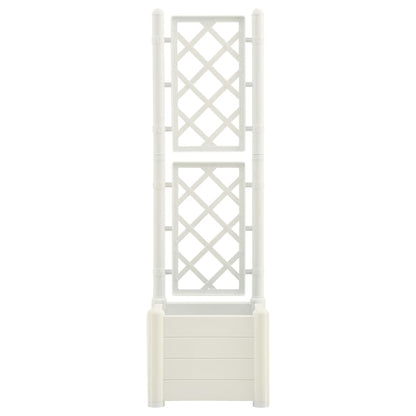 Plantenbak met latwerk 43x43x142 cm PP wit 43 x 43 x 142 cm Wit