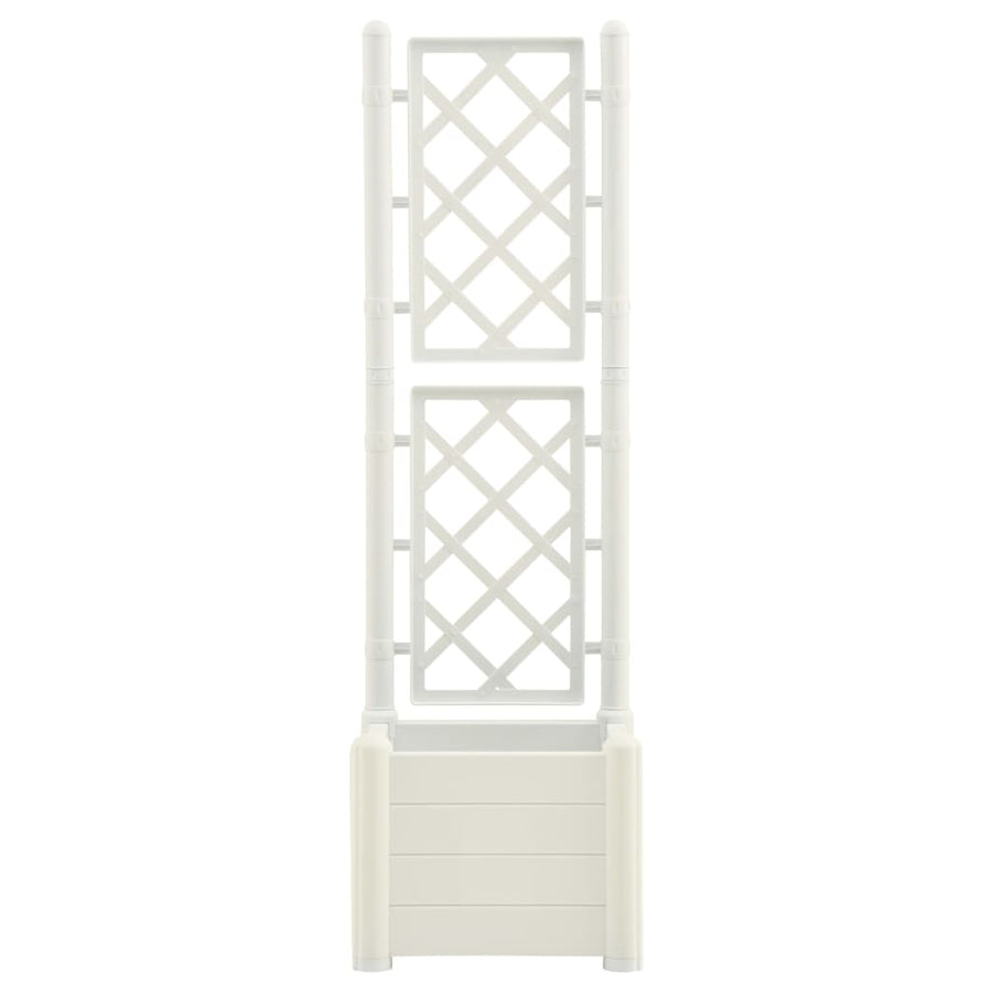 Plantenbak met latwerk 43x43x142 cm PP wit 43 x 43 x 142 cm Wit