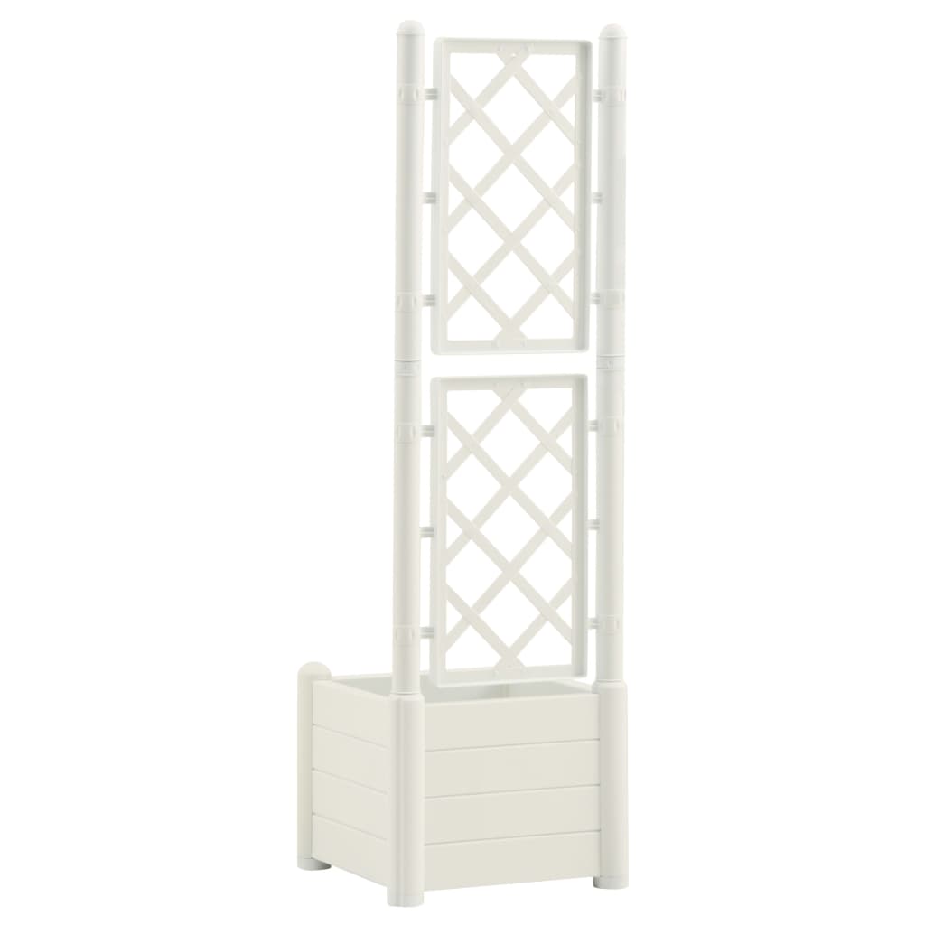 Plantenbak met latwerk 43x43x142 cm PP wit 43 x 43 x 142 cm Wit