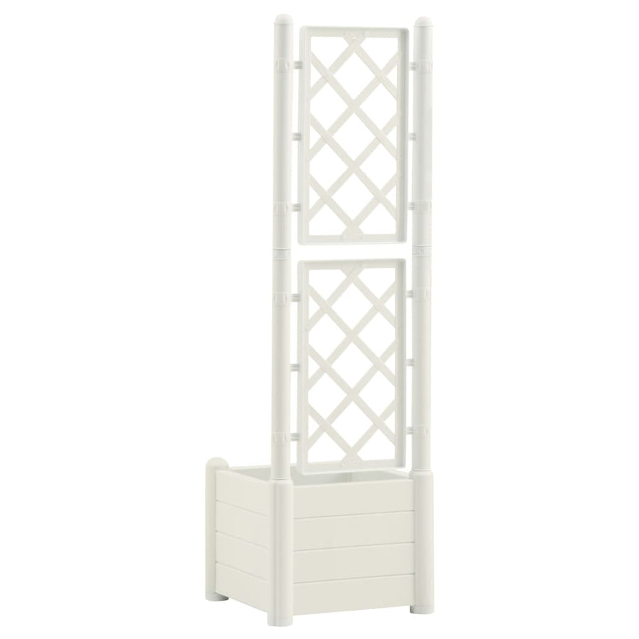 Plantenbak met latwerk 43x43x142 cm PP wit 43 x 43 x 142 cm Wit