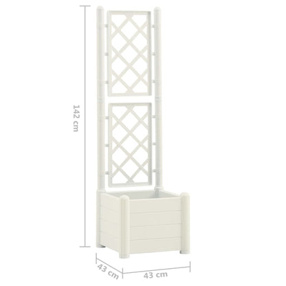 Plantenbak met latwerk 43x43x142 cm PP wit 43 x 43 x 142 cm Wit